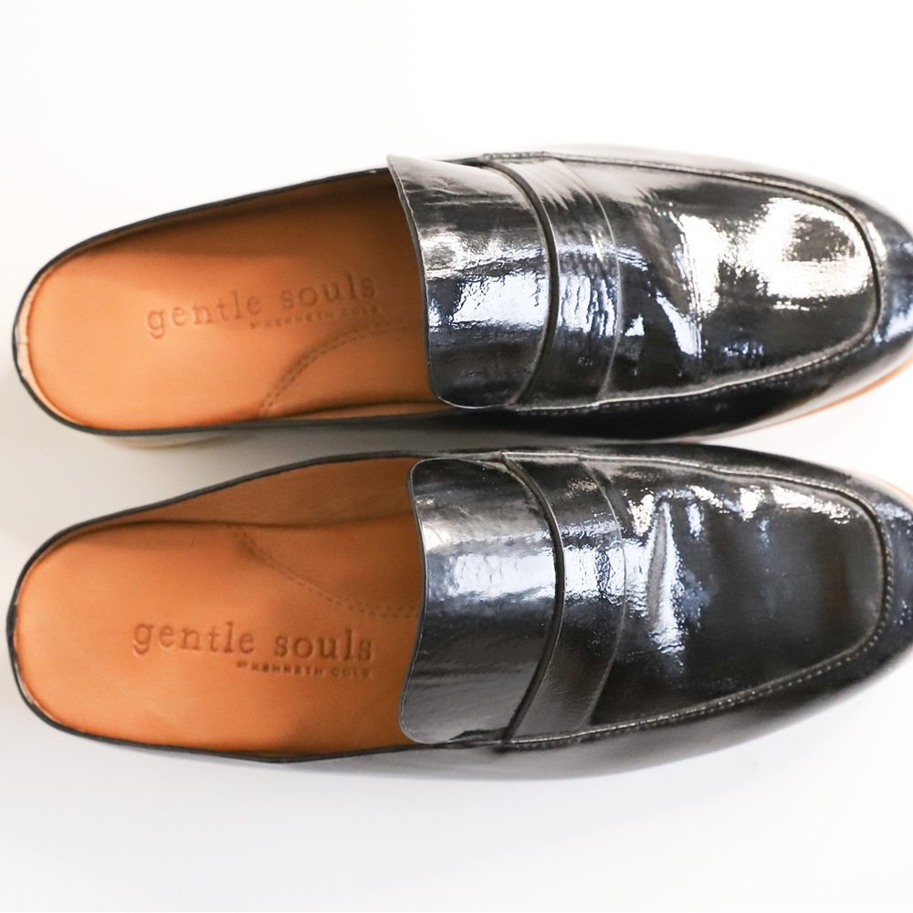 Gentle Souls by Kenneth Cole Black Leather Patten Esme Slip on Shoes